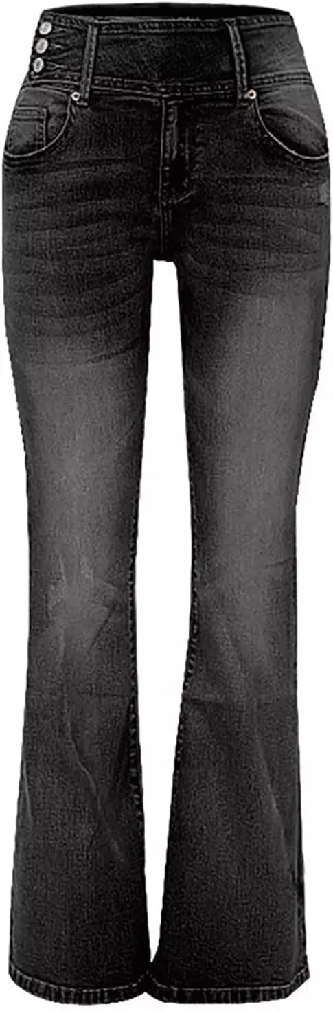 Flare Jeans for Women Retro Bootcut Denim Pants High Stretch Mid Rise Straight Leg Jeans Trendy Casual Cargo Pants