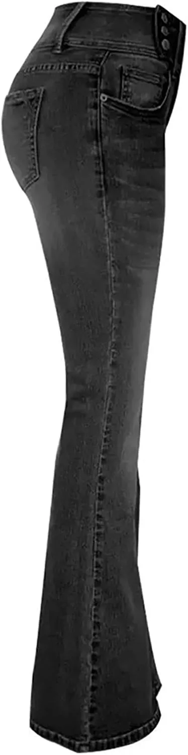 Flare Jeans for Women Retro Bootcut Denim Pants High Stretch Mid Rise Straight Leg Jeans Trendy Casual Cargo Pants