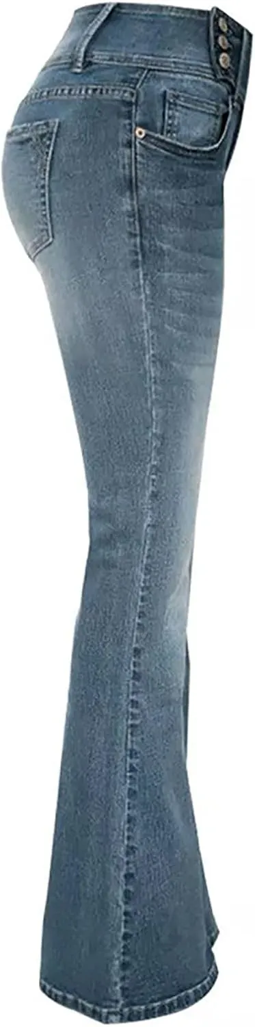 Flare Jeans for Women Retro Bootcut Denim Pants High Stretch Mid Rise Straight Leg Jeans Trendy Casual Cargo Pants