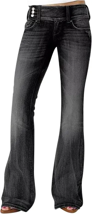 Flare Jeans for Women Retro Bootcut Denim Pants High Stretch Mid Rise Straight Leg Jeans Trendy Casual Cargo Pants