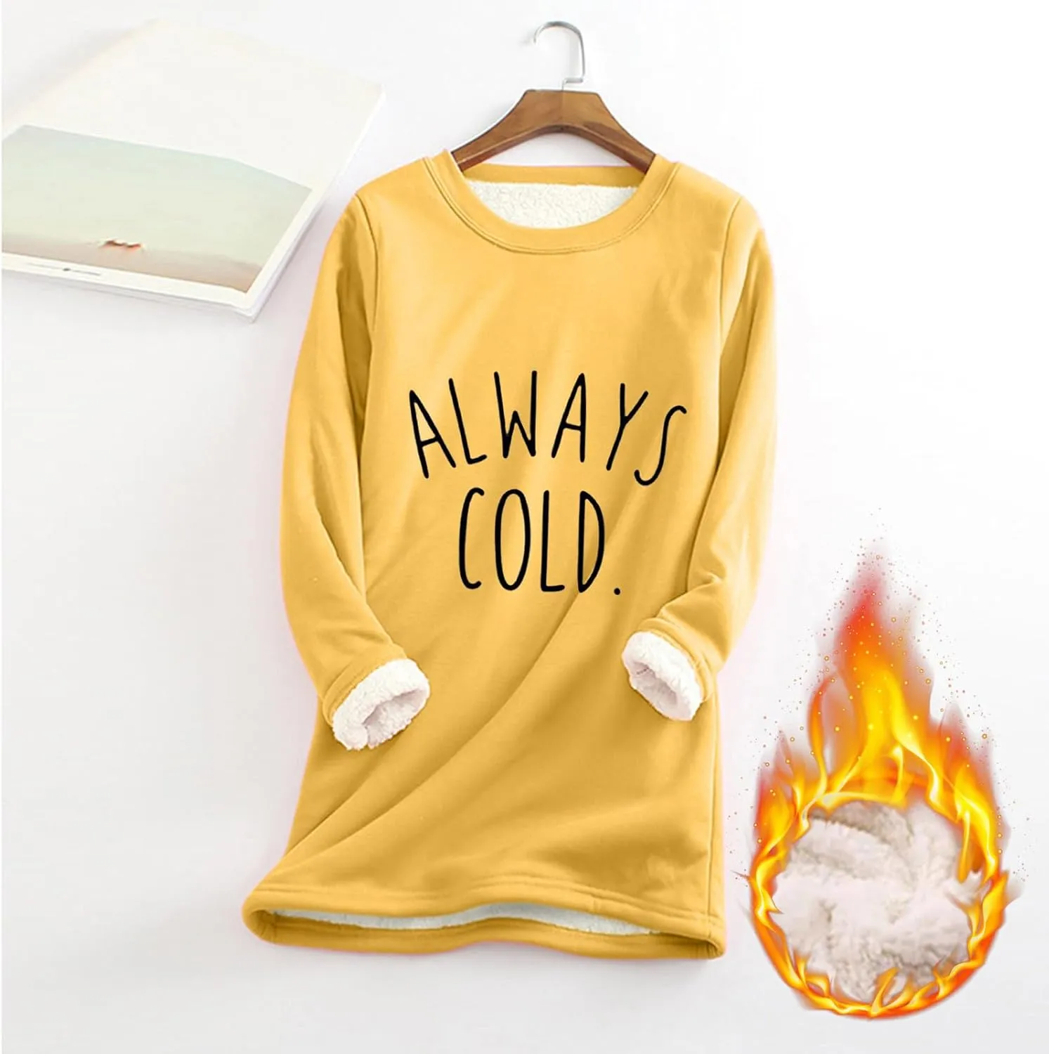 Fleece Sweatshirts for Women Sherpa Lined Fuzzy Soft Funny Sayings Tee Pullover Round Neck Thermal Cute Loungewear