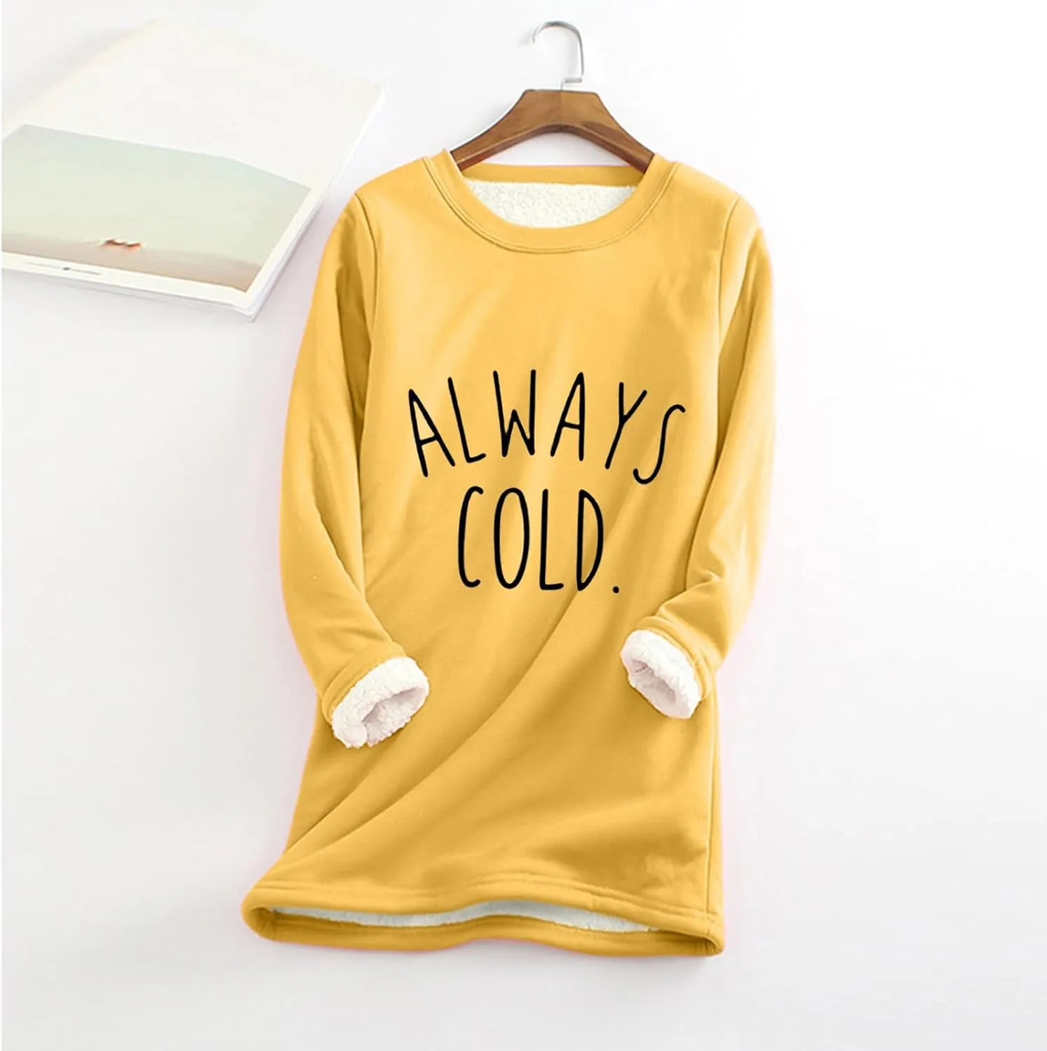 Fleece Sweatshirts for Women Sherpa Lined Fuzzy Soft Funny Sayings Tee Pullover Round Neck Thermal Cute Loungewear
