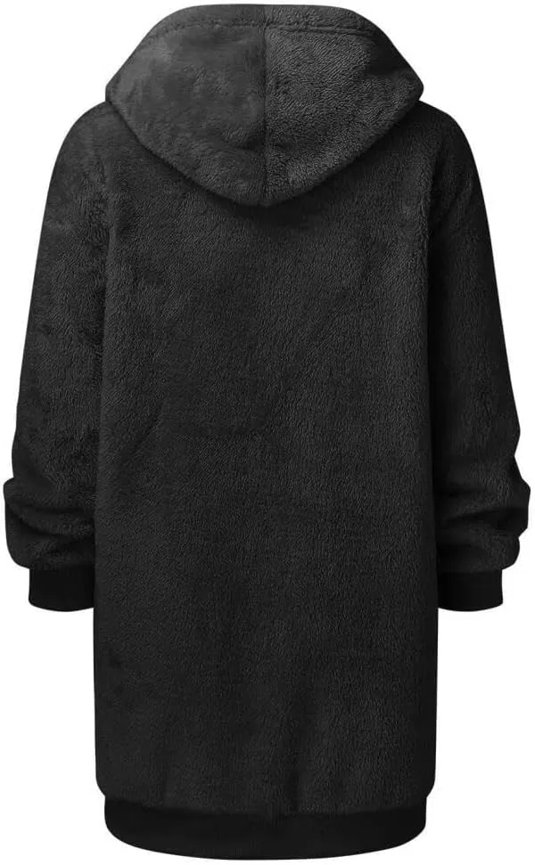 FMCHICO Fleece Coat for Women,Women's Oversized Zip Up Hooded Jacket Winter Plus Size Sherpa Coat