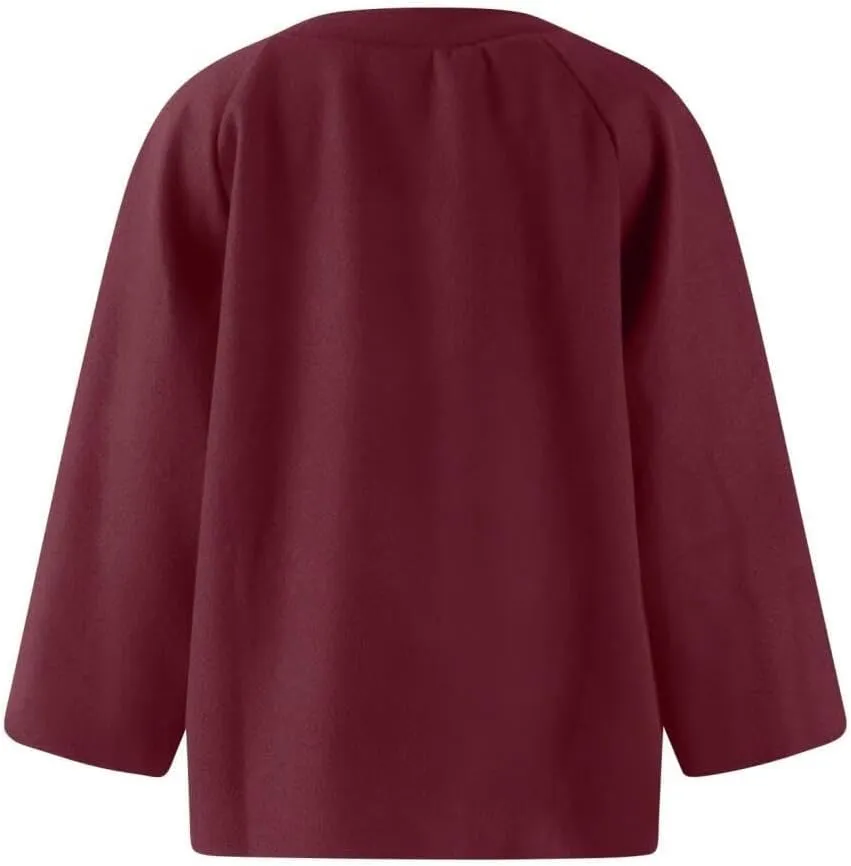 FMCHICO Women Cropped Wool Blend Pea Coat Short Jacket Peacoat Long Sleeve Button Down Crop Jacket