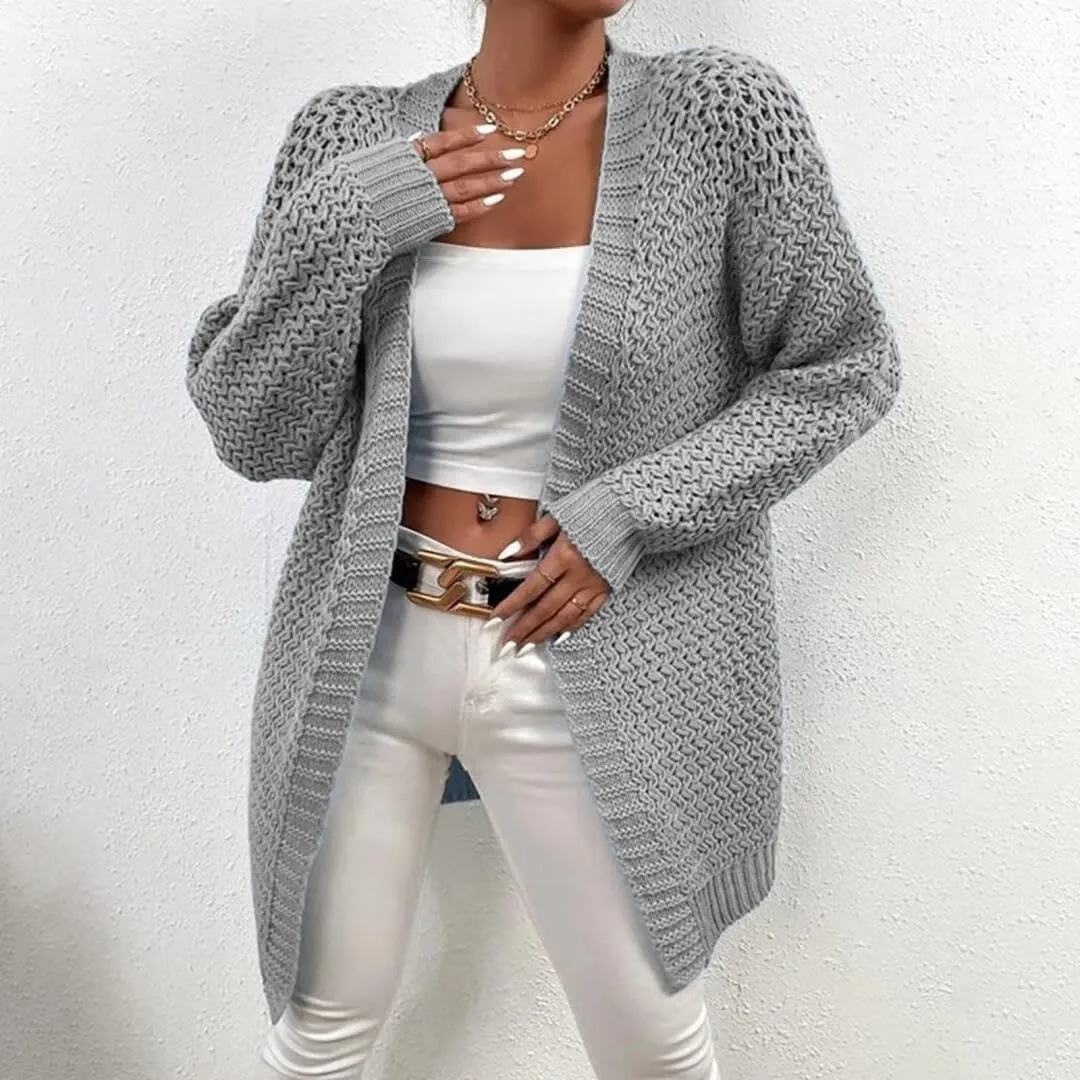 FMCHICO Women's 2024 Fall Long Batwing Sleeve Open Front Chunky Knit Cardigan Sweater