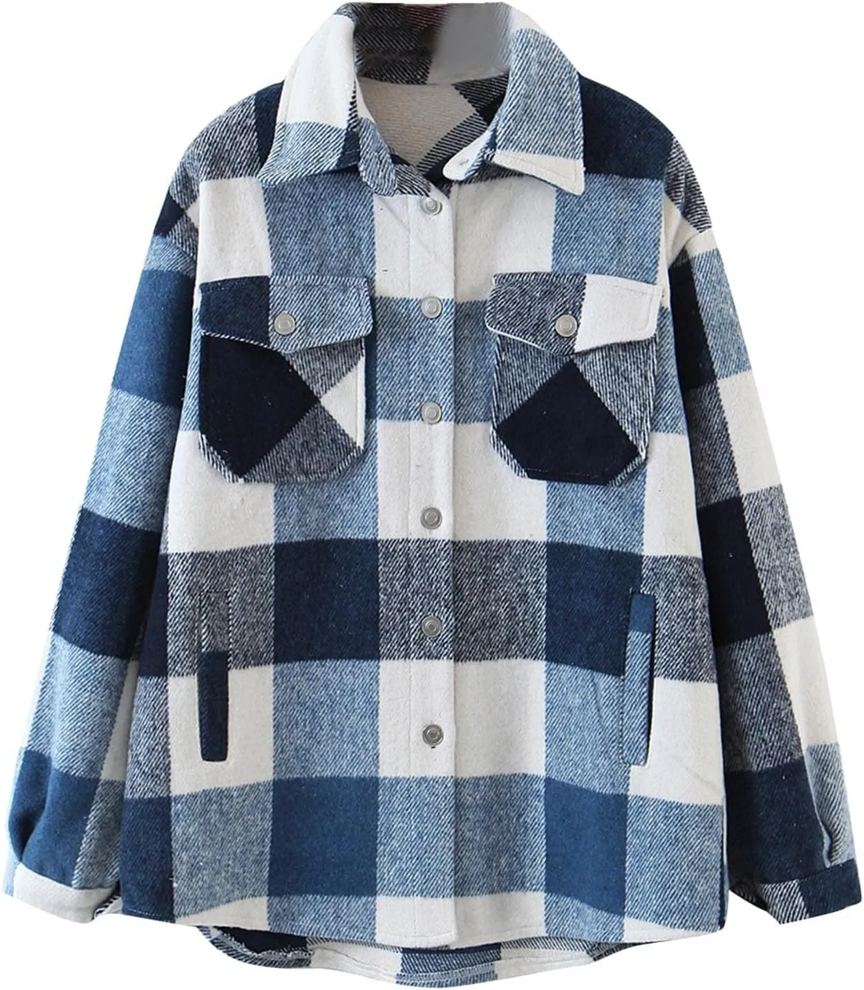 FMCHICO Womens Corduroy Shirts Casual Long Sleeve Button Down Shacket Jackets Oversized Blouses Tops with Pockets