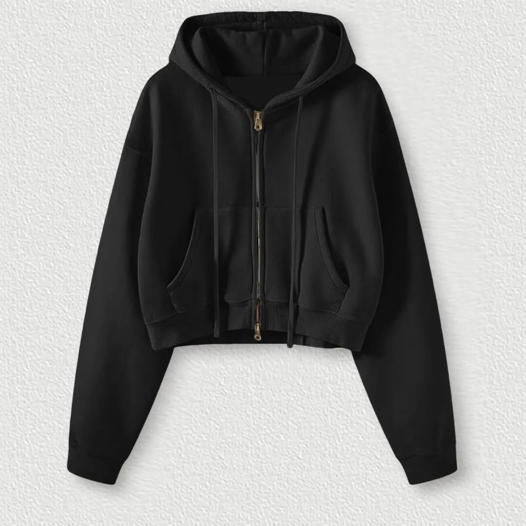 FMCHICO Women's Cropped Zip Up Hoodie Casual Long Sleeve Workout Hooded Sweatshirt Coat