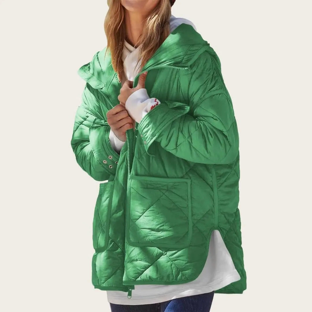 FMCHICO Womens Oversized Hooded Puffer Jacket Quilted Lightweight Soft Comfy Padded Hoodies Coat Warm Winter Coat