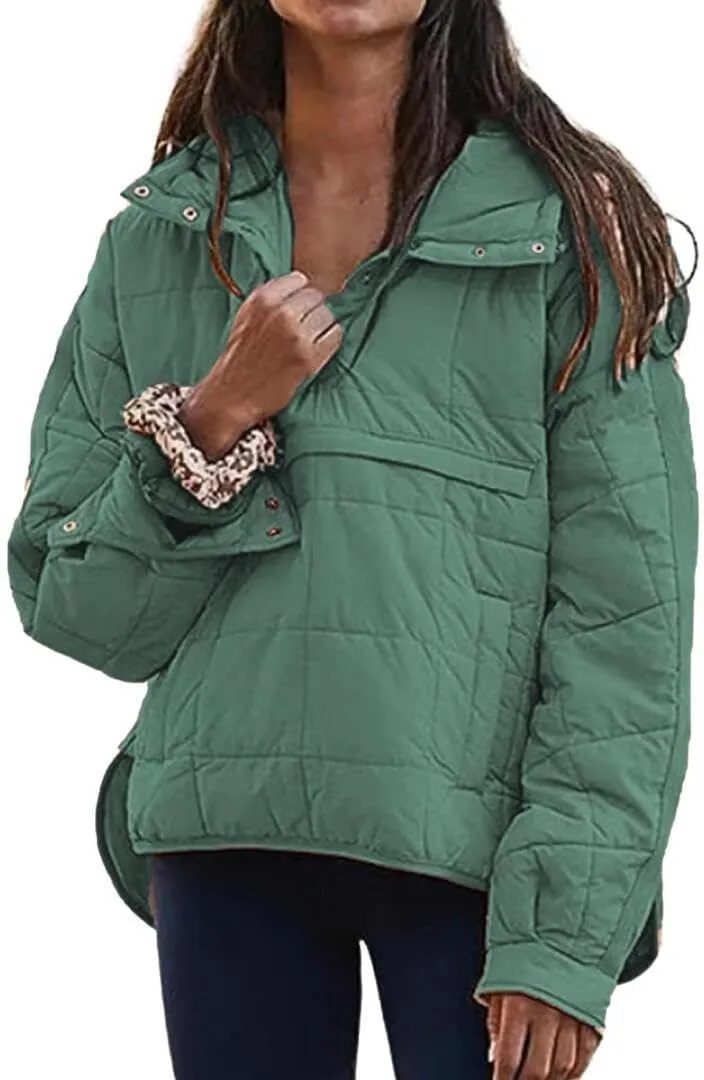 FMCHICO Women's Pullover Puffer Jacket Packable Hooded Oversize Winter Coat Tops