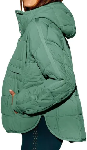 FMCHICO Women's Pullover Puffer Jacket Packable Hooded Oversize Winter Coat Tops