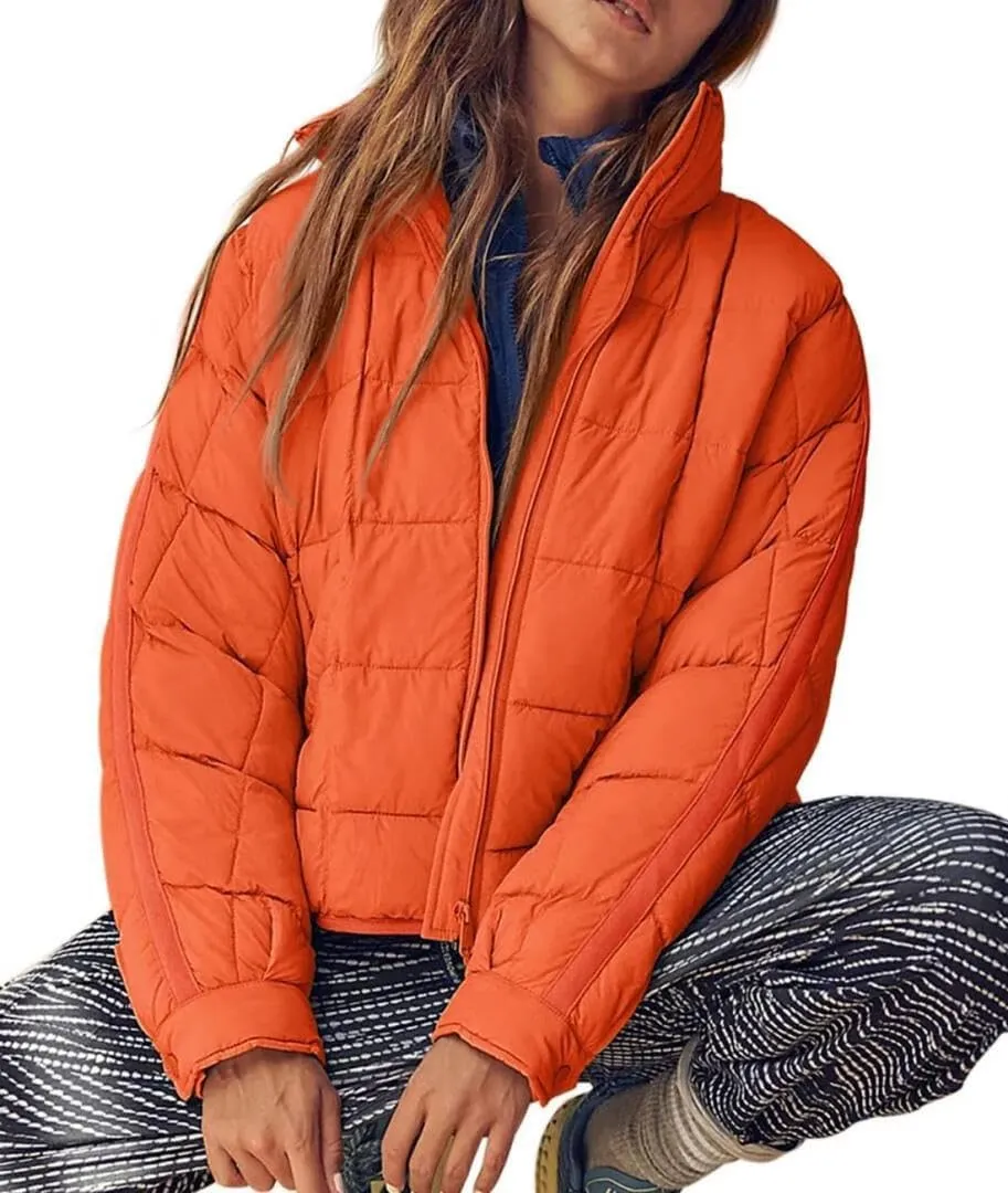 FMCHICO Womens Quilted Puffer Jacket Zip Up Lightweight Padded Coat Outwear