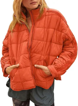 FMCHICO Womens Quilted Puffer Jacket Zip Up Lightweight Padded Coat Outwear