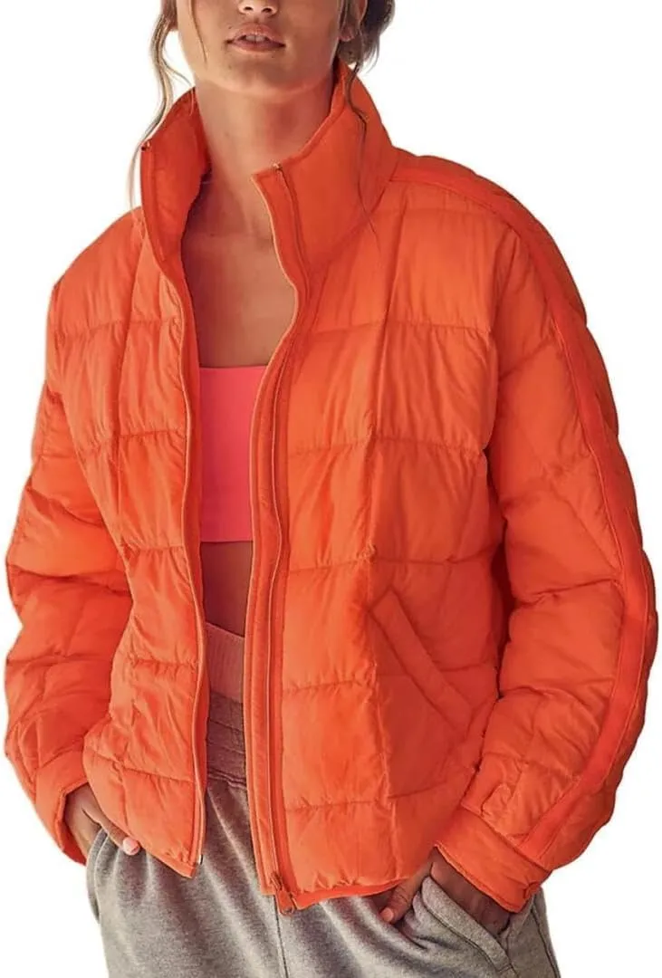 FMCHICO Womens Quilted Puffer Jacket Zip Up Lightweight Padded Coat Outwear