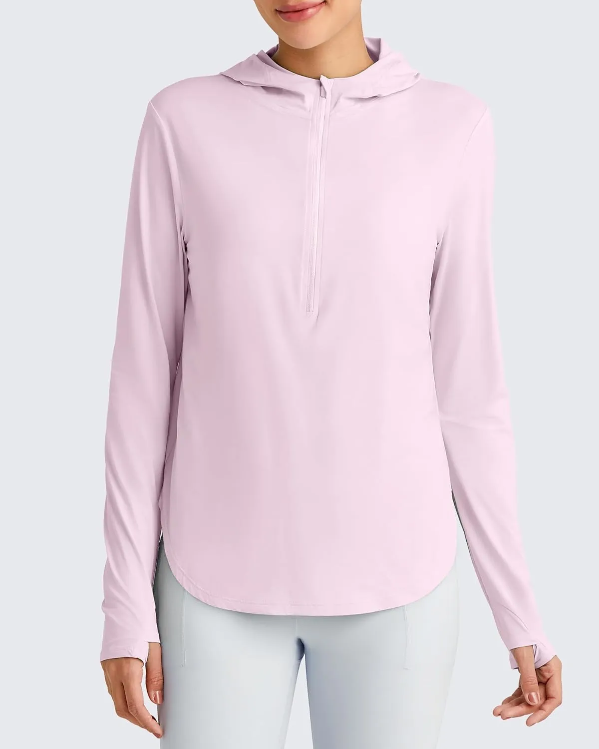 G4Free Lightbreeze Womens UPF 50  Sun Shirts with Hoodie Long Sleeve Workout Tops Half Zip Rash Guard Hiking Fishing