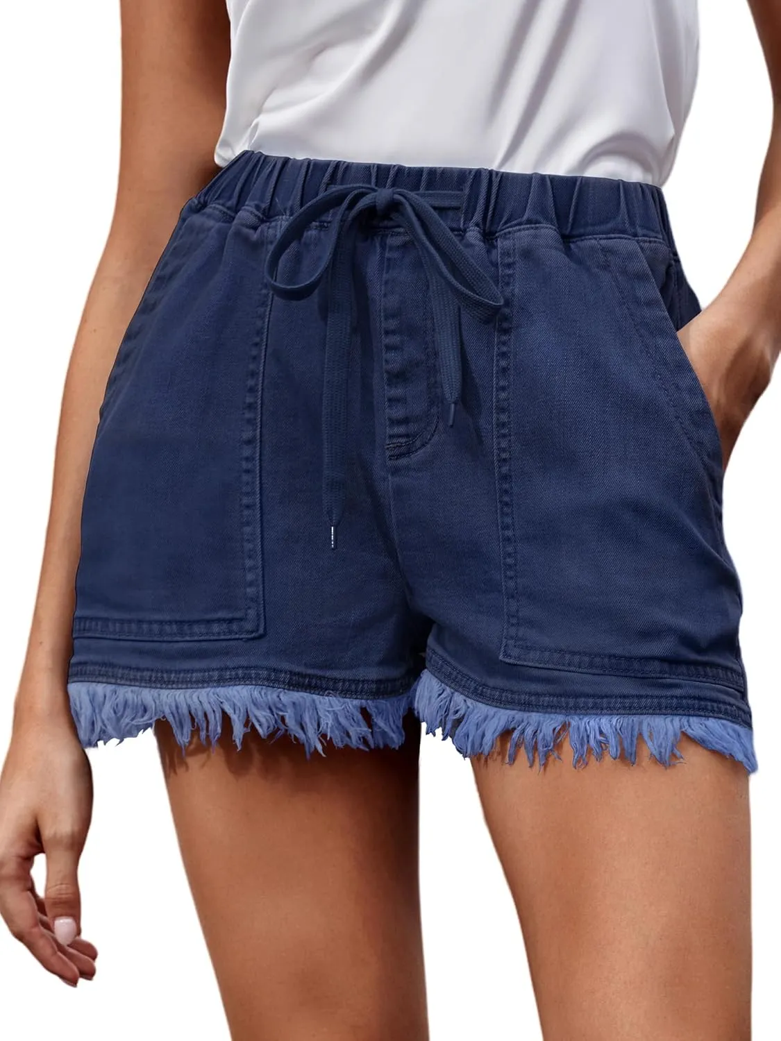 Genleck Jean Shorts for Womens 2025 Denim High Waisted Stretchy Lightweight Cute Jeans Y2K Comfy Casual Drawstring