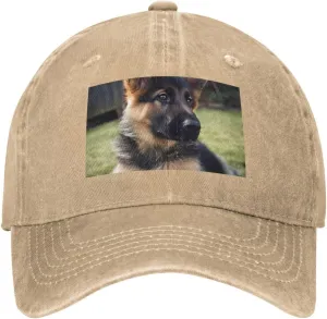German Shepherd Puppy Unisex Baseball Cap Breathable Cotton Trucker Hat Classic Denim Dad Hat Summer Sun Hat