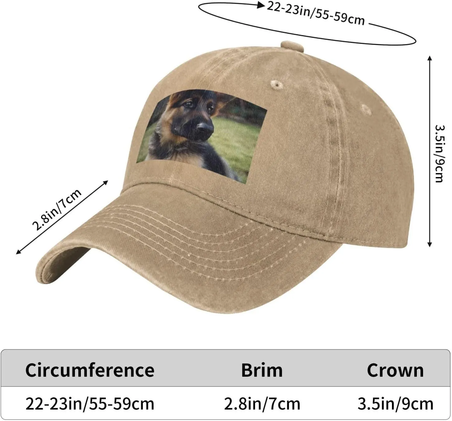 German Shepherd Puppy Unisex Baseball Cap Breathable Cotton Trucker Hat Classic Denim Dad Hat Summer Sun Hat