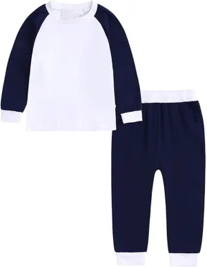 Girls Boys Pa𝗷amas Set Color Block Round Neck P𝗝s Long Sleeves Slee𝗽wear Cotton Loun𝗴ewear Summer Soft N𝐢ghtwear