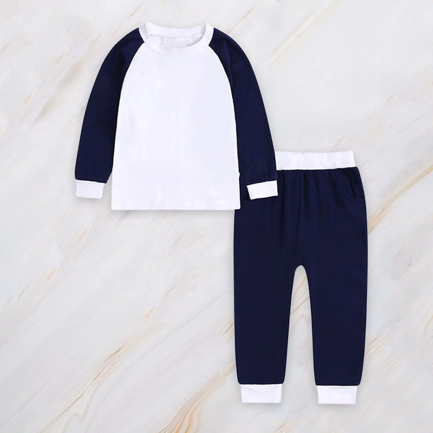 Girls Boys Pa𝗷amas Set Color Block Round Neck P𝗝s Long Sleeves Slee𝗽wear Cotton Loun𝗴ewear Summer Soft N𝐢ghtwear