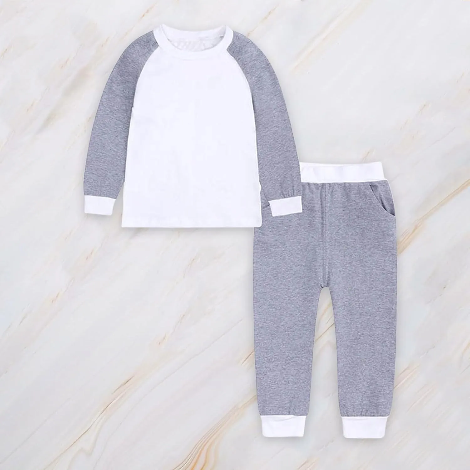 Girls Boys Pa𝗷amas Set Color Block Round Neck P𝗝s Long Sleeves Slee𝗽wear Cotton Loun𝗴ewear Summer Soft N𝐢ghtwear