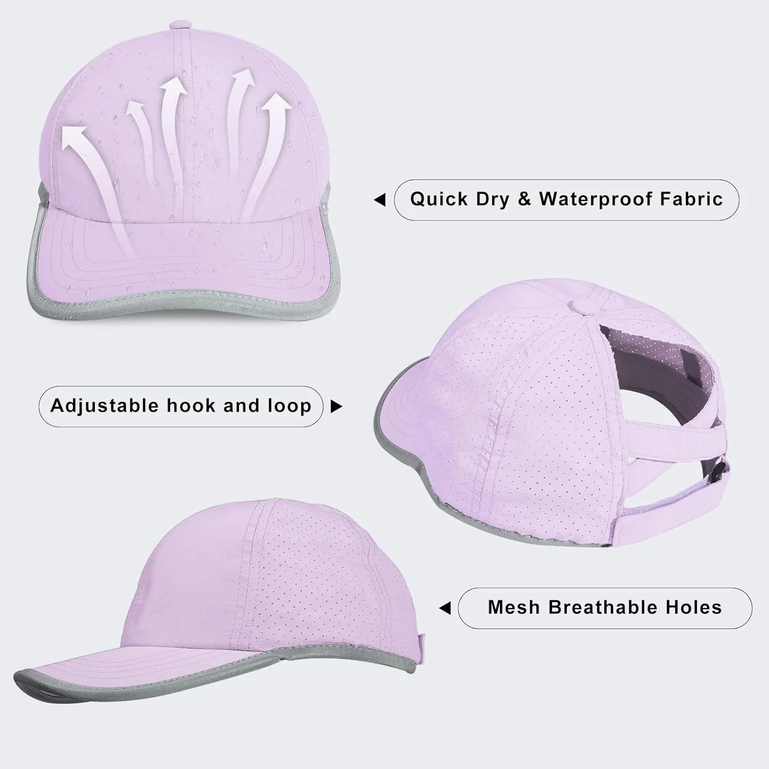 Girls Criss Cross Ponytail Baseball Cap Reflective Quick Dry Hat Kids Cooling Mesh Outdoor Sports Hat for Age 3-12