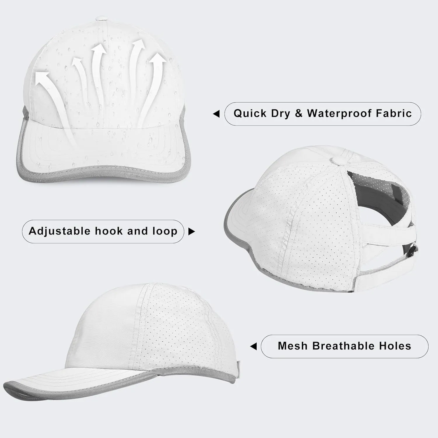 Girls Criss Cross Ponytail Baseball Cap Reflective Quick Dry Hat Kids Cooling Mesh Outdoor Sports Hat for Age 3-12