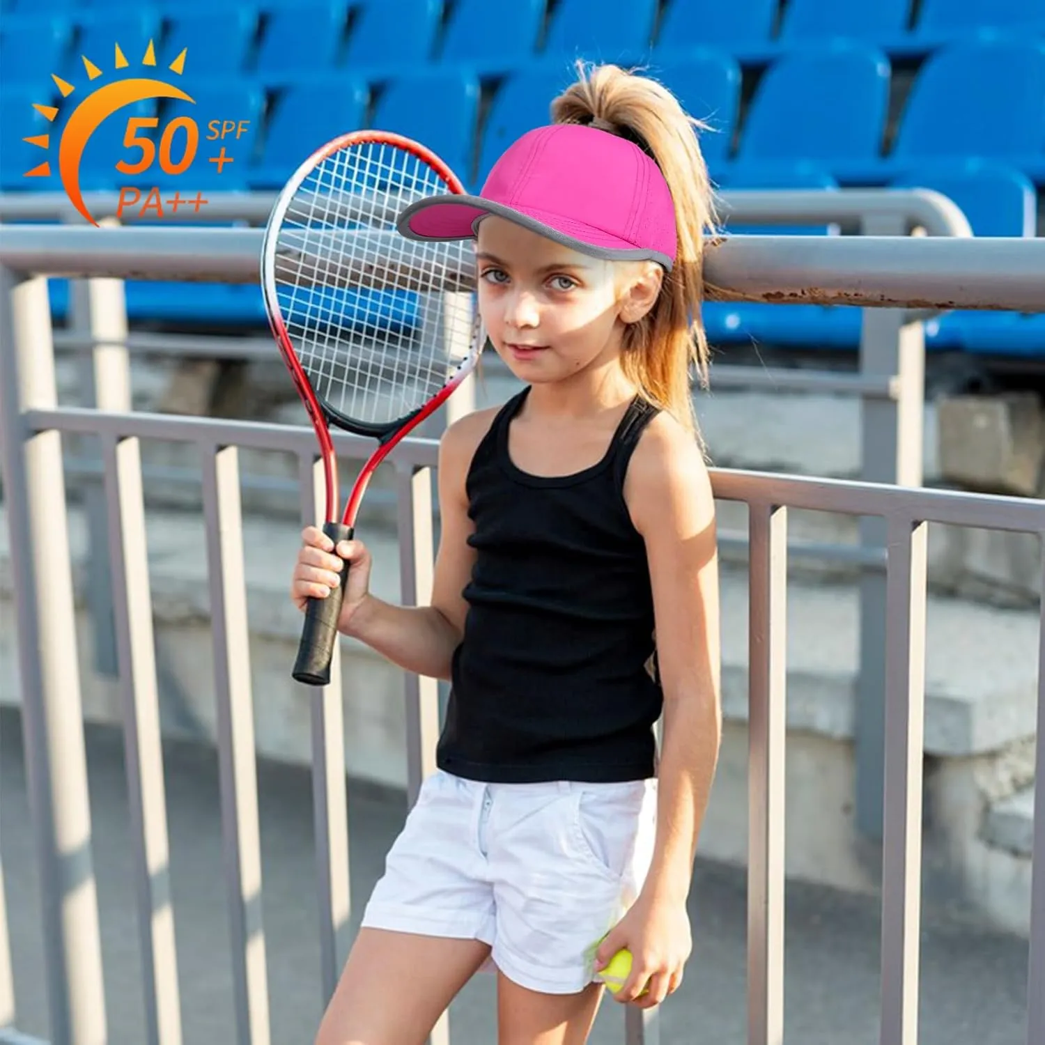 Girls Criss Cross Ponytail Baseball Cap Reflective Quick Dry Hat Kids Cooling Mesh Outdoor Sports Hat for Age 3-12