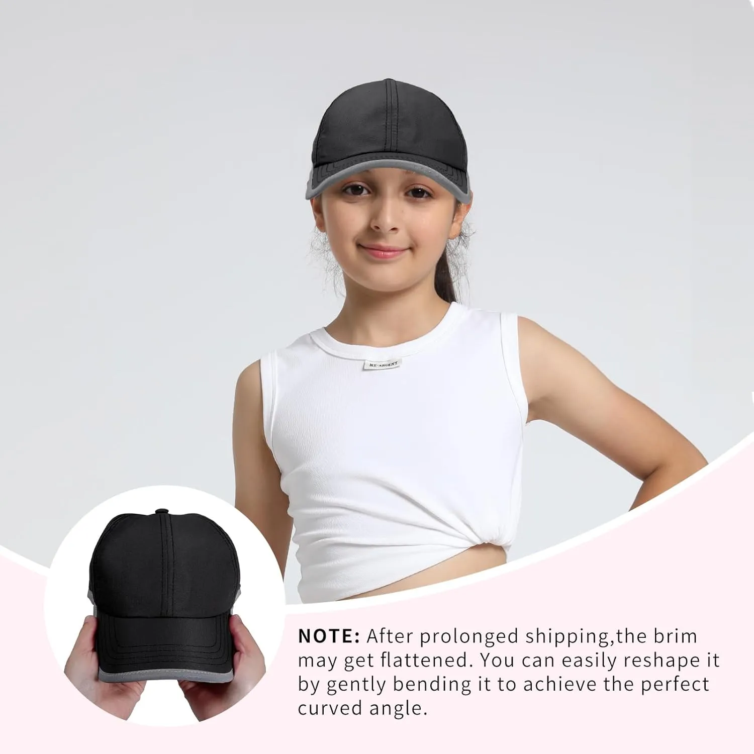 Girls Criss Cross Ponytail Baseball Cap Reflective Quick Dry Hat Kids Cooling Mesh Outdoor Sports Hat for Age 3-12