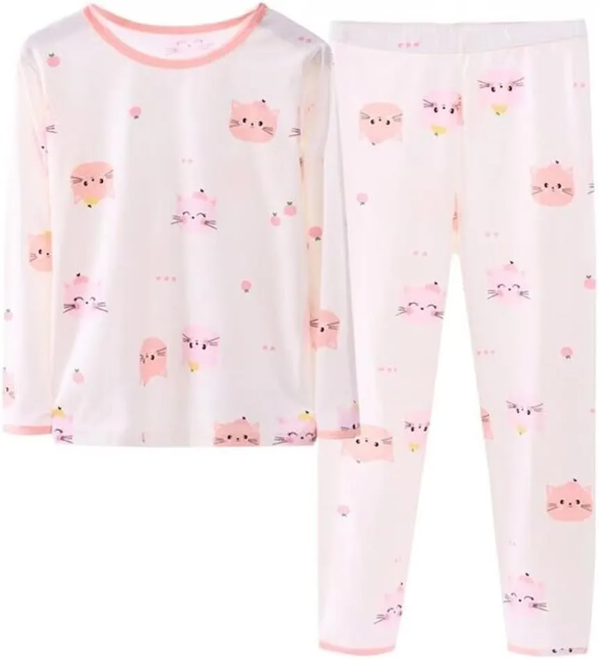 Girls Pajama Set Little Kids Cotton Jammies Long Sleeve Sleepwear for Boys or Girls