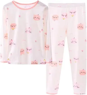Girls Pajama Set Little Kids Cotton Jammies Long Sleeve Sleepwear for Boys or Girls