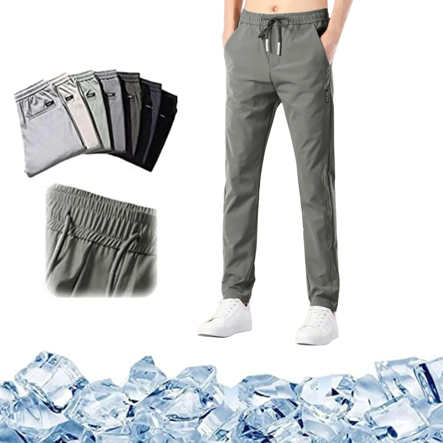 Glidepants for Men, Unisex Quick Dry Pull-On Stretch Pants, Glide Pants Mens, Solid Color Slim Fit Lightweight Pants