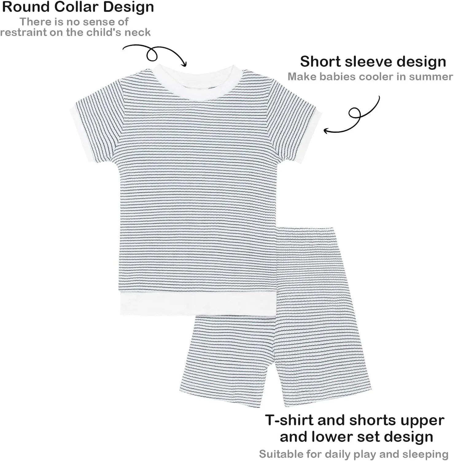 GUISBY Baby Short Sleeve Cotton Pajamas Waffle Sleepers T-shirt and Shorts Set for Boy Girl