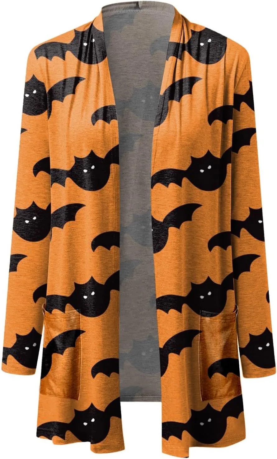 Halloween Cardigan for Women Funny Pumpkin Cat Printed Kimono Plus Size Lightweight Loungewear with Pocket