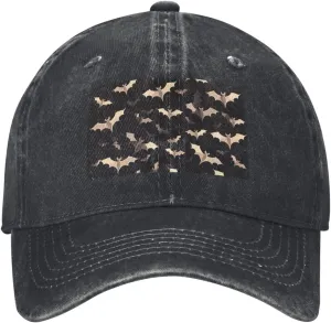 Halloween Flying Bats Unisex Baseball Cap Breathable Cotton Trucker Hat Classic Denim Dad Hat Summer Sun Hat