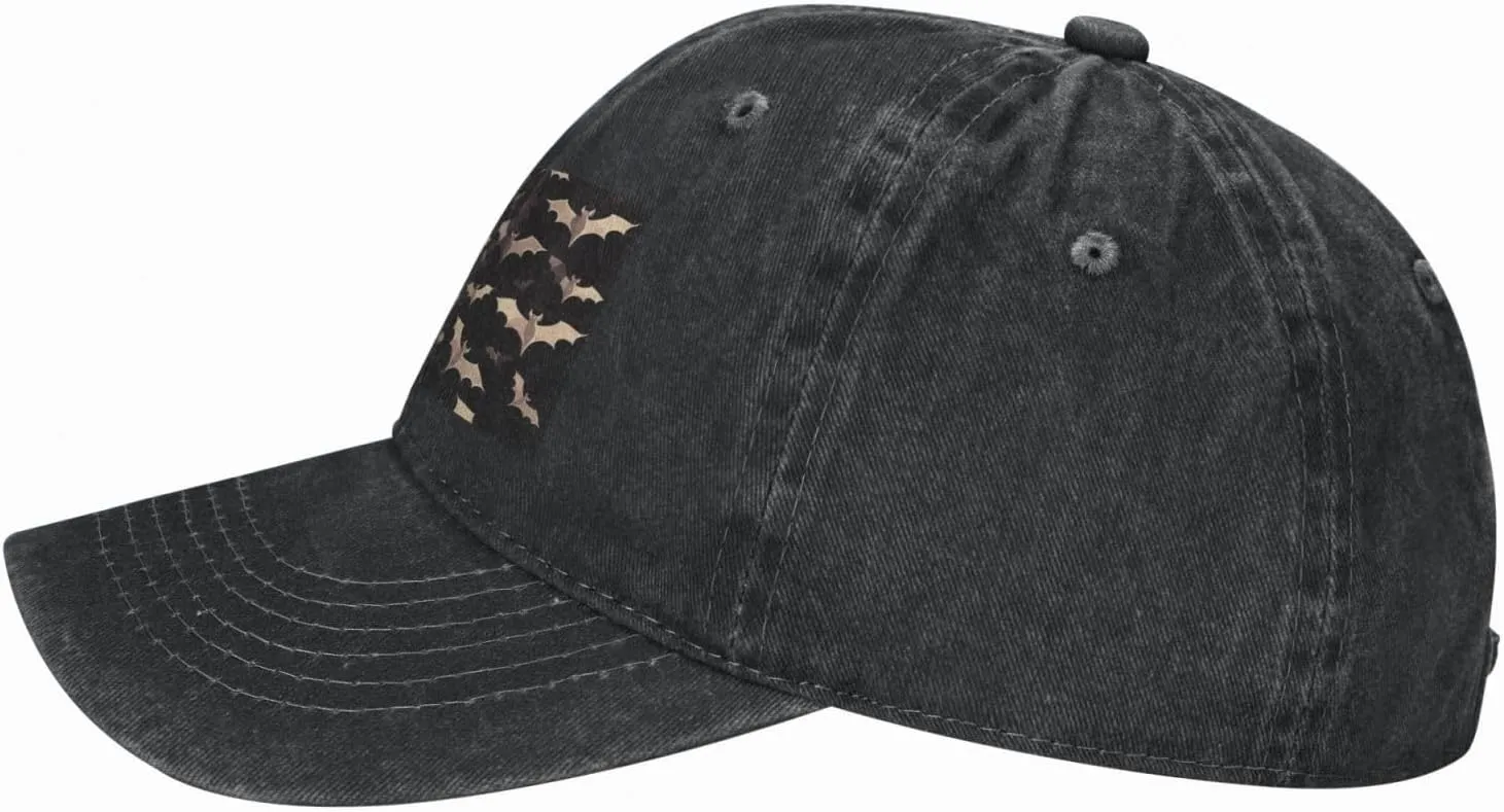 Halloween Flying Bats Unisex Baseball Cap Breathable Cotton Trucker Hat Classic Denim Dad Hat Summer Sun Hat