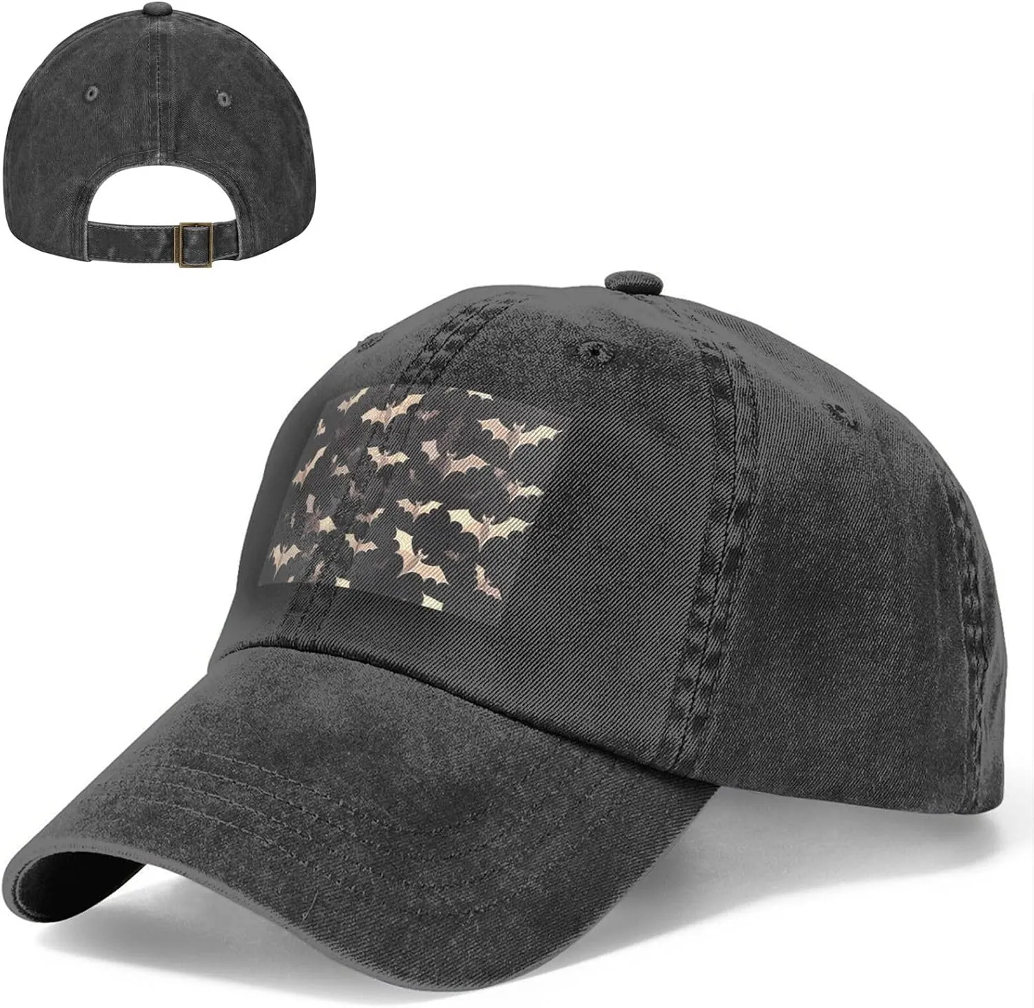 Halloween Flying Bats Unisex Baseball Cap Breathable Cotton Trucker Hat Classic Denim Dad Hat Summer Sun Hat