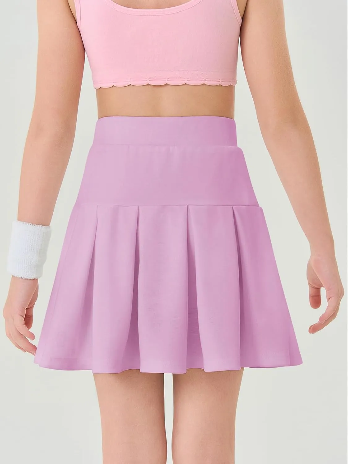 Haloumoning Girls Pleated Skirts School Kids Casual Mini Flare A Line Uniform Skorts Skirt 5-14 Years