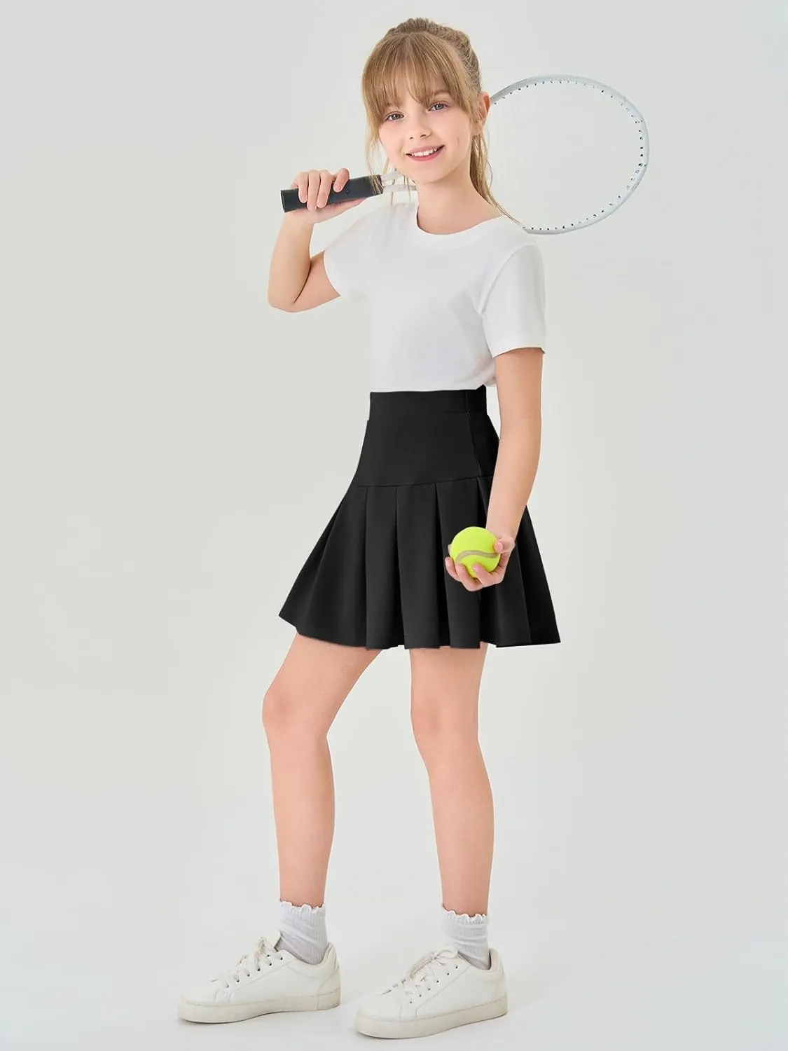 Haloumoning Girls Pleated Skirts School Kids Casual Mini Flare A Line Uniform Skorts Skirt 5-14 Years