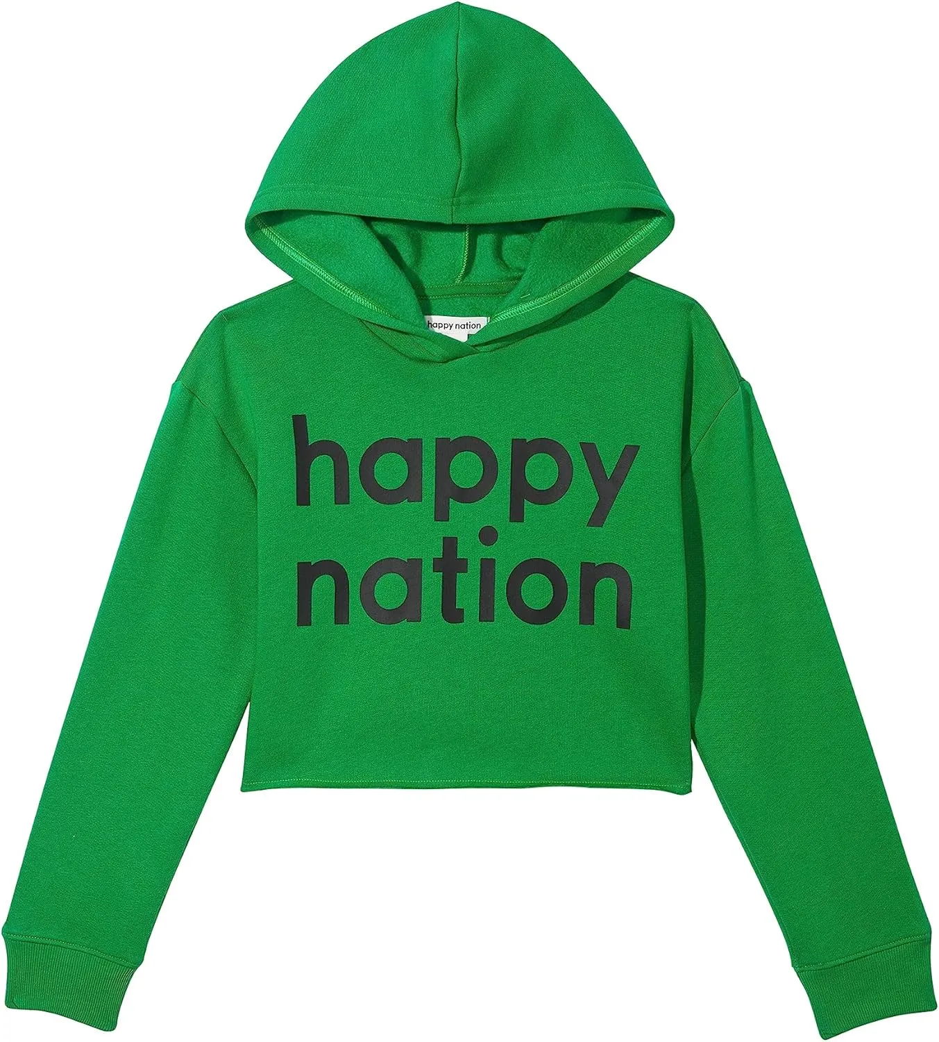 Happy Nation Girls Fleece Crop Hoodie Sweatshirt