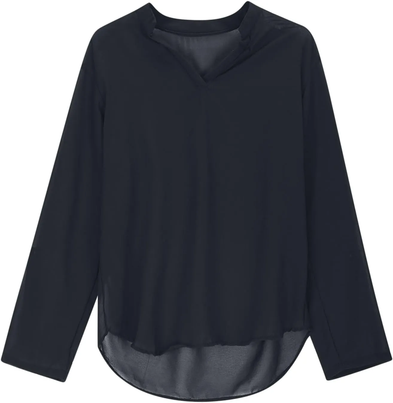HGps8w Women's Loose V Neck Chiffon Blouses Dressy Casual 3/4 Sleeve Tops Business Work Office Tunic Shirts