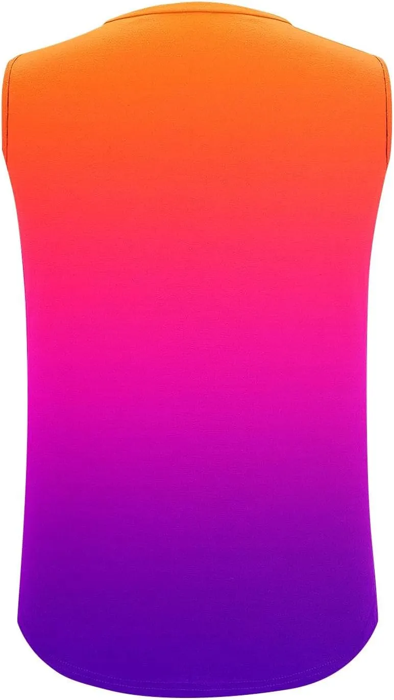 HGps8w Women's Trendy Gradient Tank Tops - Loose Fit Casual Crew Neck Sleeveless Tunic Blouse Cute Summer Flowy Tee Shirts