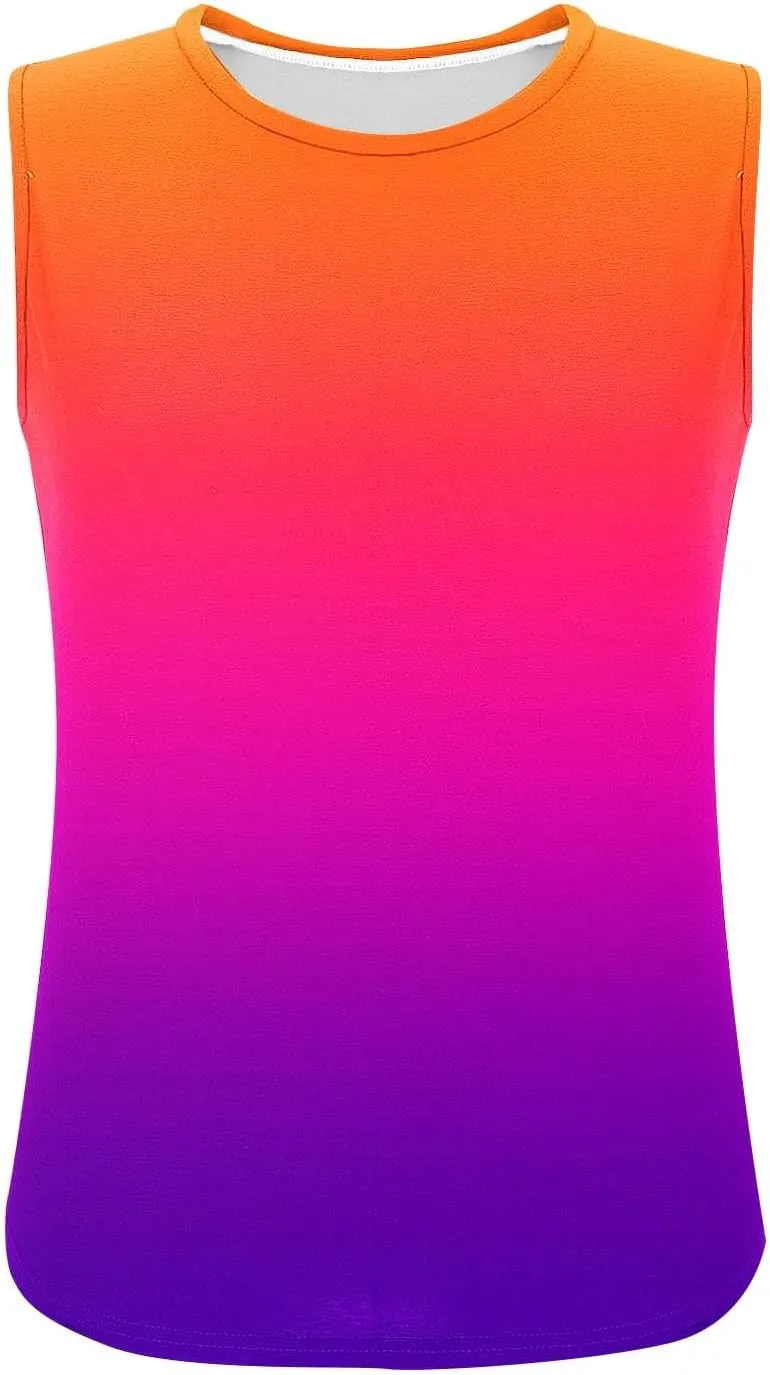 HGps8w Women's Trendy Gradient Tank Tops - Loose Fit Casual Crew Neck Sleeveless Tunic Blouse Cute Summer Flowy Tee Shirts