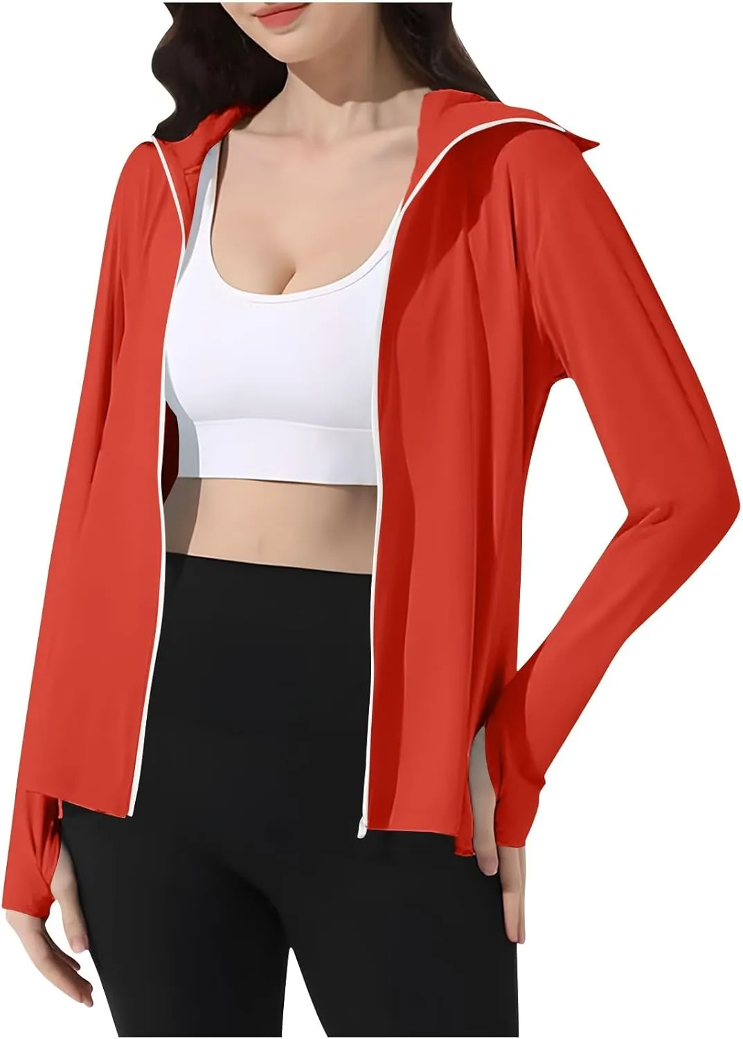 HGps8w Women's UPF 50  Sun Protection Jacket Lightweight Cooling Long Sleeve Sun Shirt Outdoor Hiking Hoodie with Face Cover