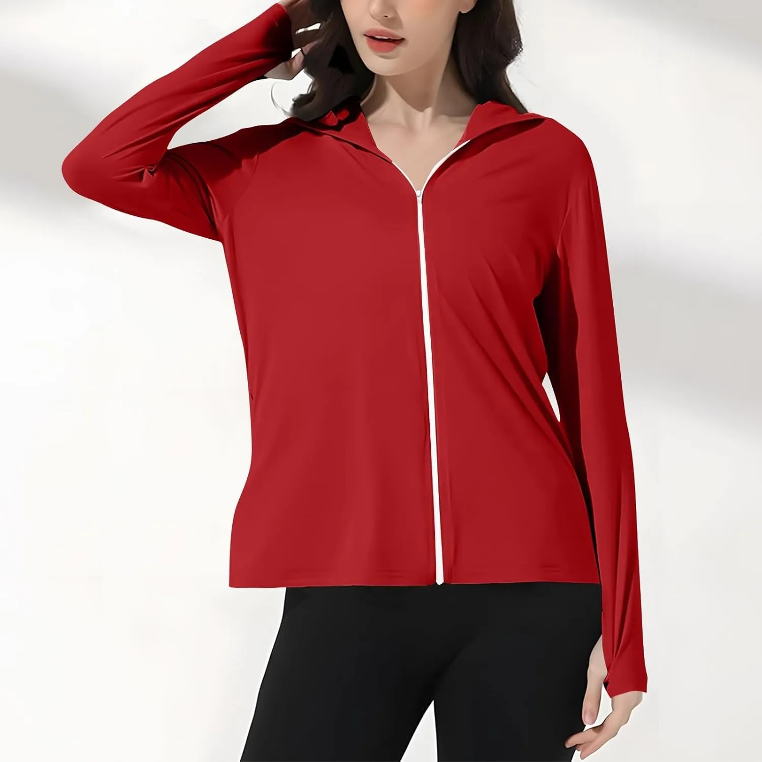 HGps8w Women's UPF 50  Sun Protection Jacket Lightweight Cooling Long Sleeve Sun Shirt Outdoor Hiking Hoodie with Face Cover