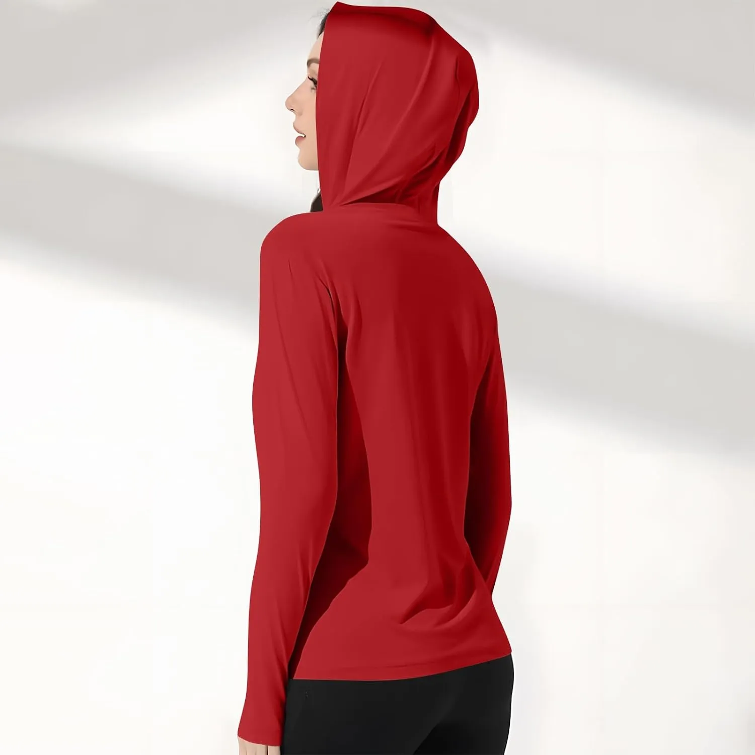 HGps8w Women's UPF 50  Sun Protection Jacket Lightweight Cooling Long Sleeve Sun Shirt Outdoor Hiking Hoodie with Face Cover