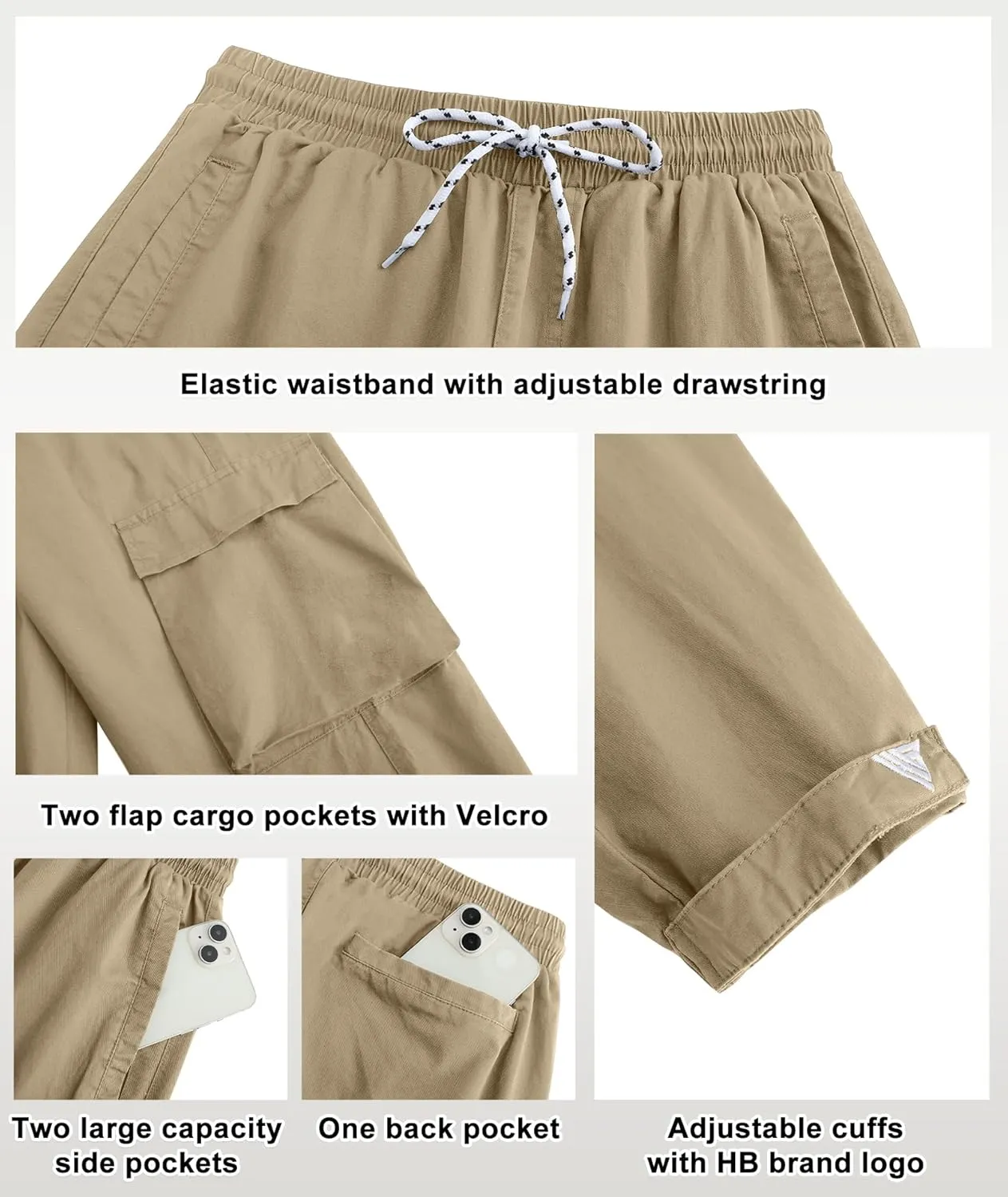 HIBETY Hiking Pants for Boys - UPF 50  Sun Protection, Breathable Cotton Cargo Jogger Pants for Kids' Outdoor Exploration