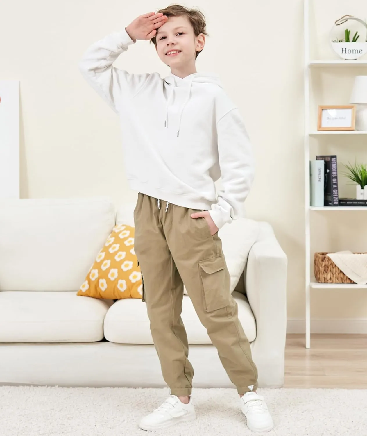 HIBETY Hiking Pants for Boys - UPF 50  Sun Protection, Breathable Cotton Cargo Jogger Pants for Kids' Outdoor Exploration