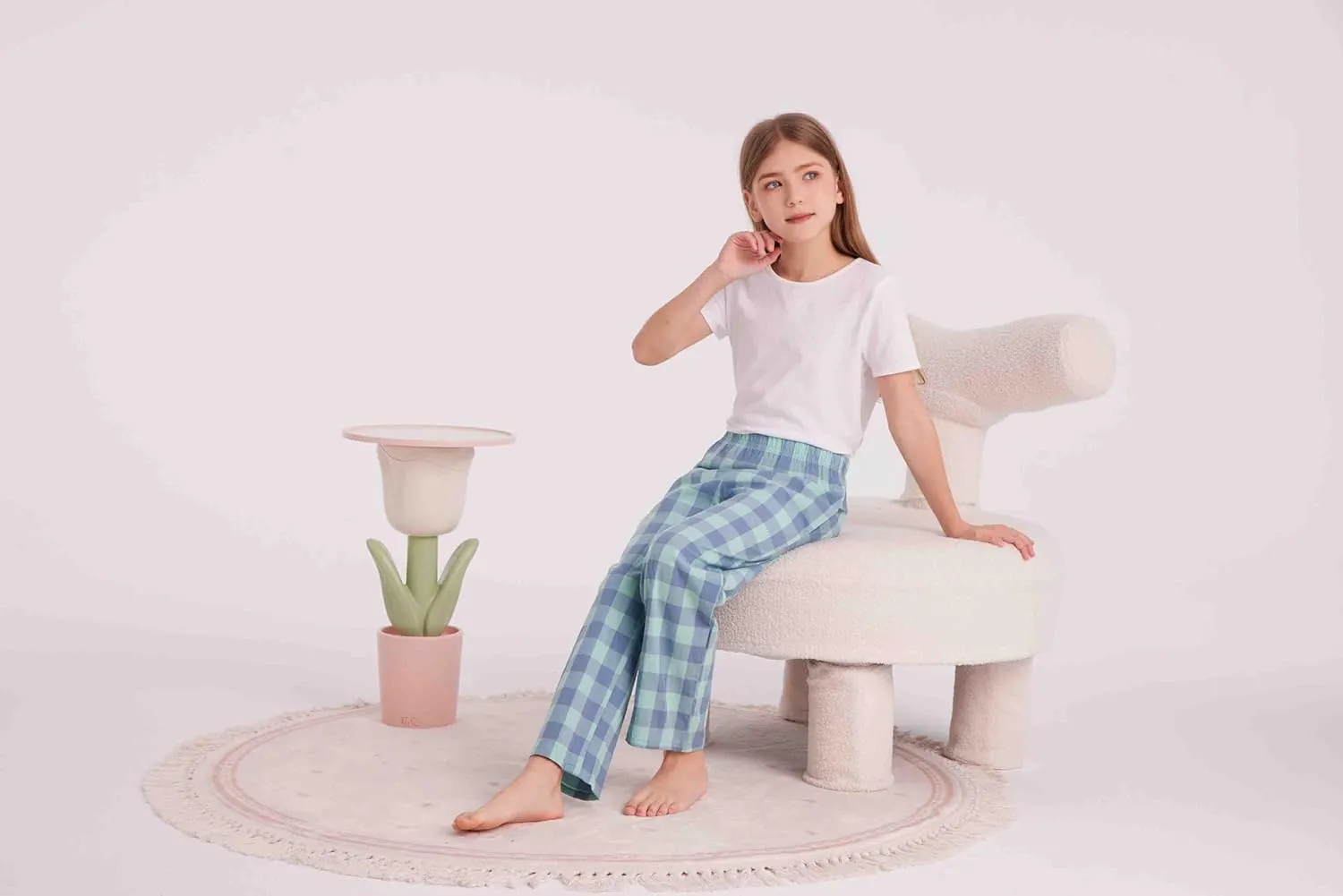 HiddenValor Big Girls Lightweight Woven Cotton Pajama Lounge Pants with Pockets