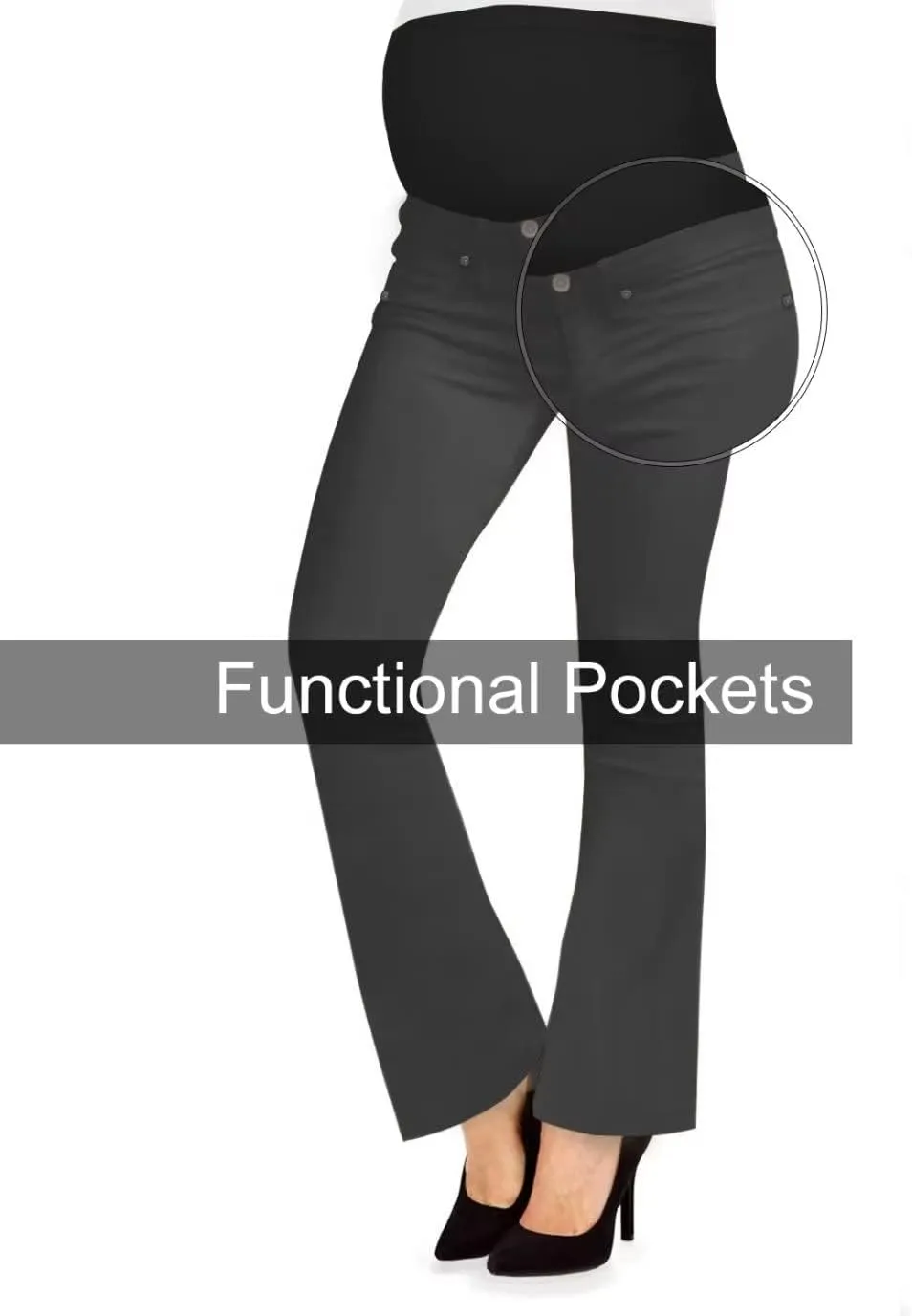 Hybrid & Company Super Comfy Stretch Women's Maternity Bootcut Jeans with Real Pockets