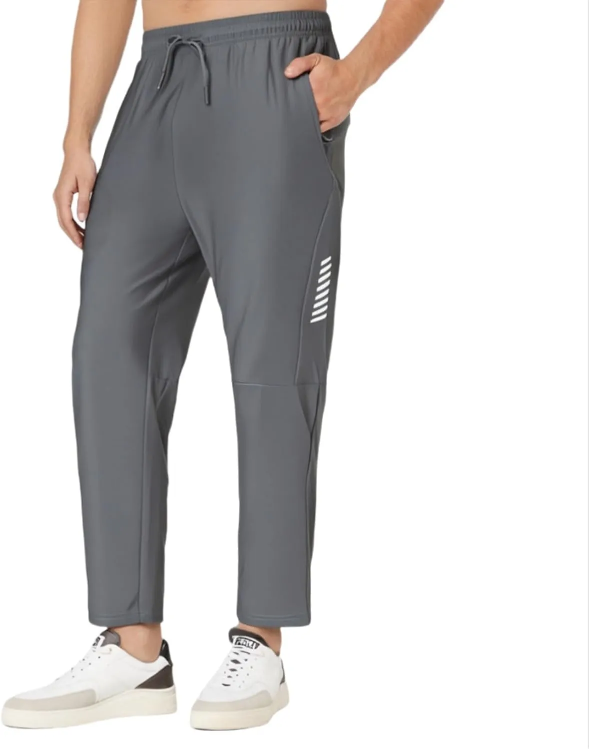 Ice Silk Casual Pants for Men Drawstring Quick Drying Straight Leg Pants Lightweight Stretch Soft Comfy-Fit Trousers